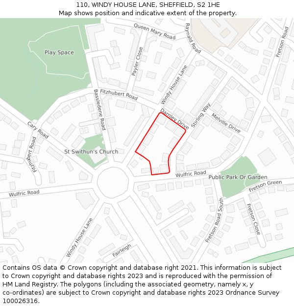 110, WINDY HOUSE LANE, SHEFFIELD, S2 1HE: Location map and indicative extent of plot