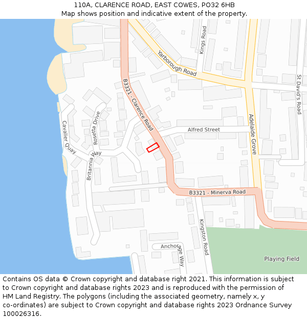 110A, CLARENCE ROAD, EAST COWES, PO32 6HB: Location map and indicative extent of plot