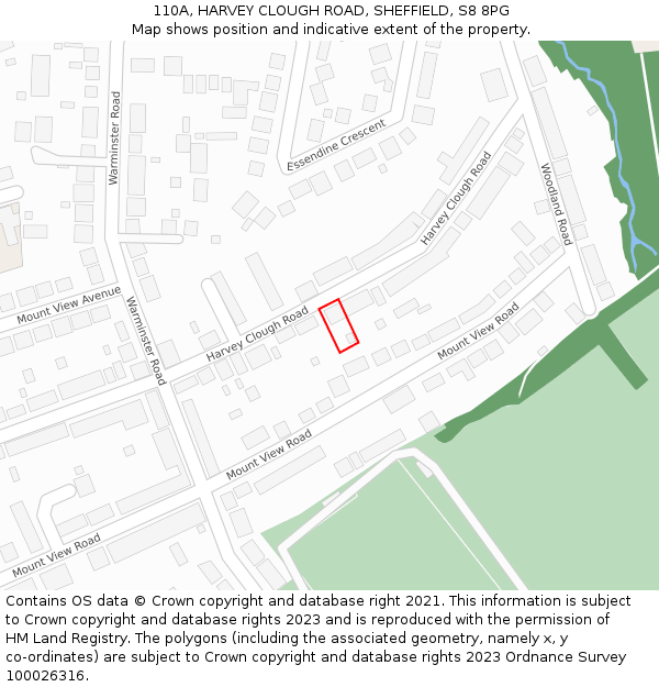 110A, HARVEY CLOUGH ROAD, SHEFFIELD, S8 8PG: Location map and indicative extent of plot