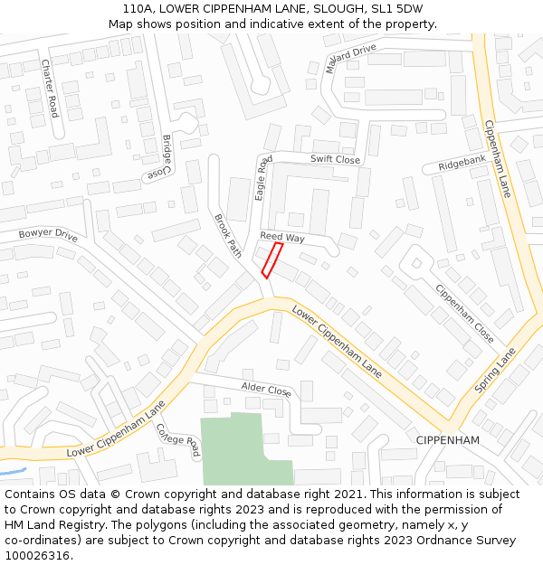 110A, LOWER CIPPENHAM LANE, SLOUGH, SL1 5DW: Location map and indicative extent of plot