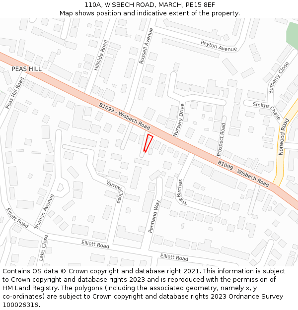 110A, WISBECH ROAD, MARCH, PE15 8EF: Location map and indicative extent of plot