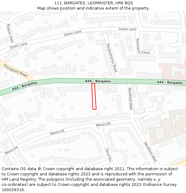 111, BARGATES, LEOMINSTER, HR6 8QS: Location map and indicative extent of plot