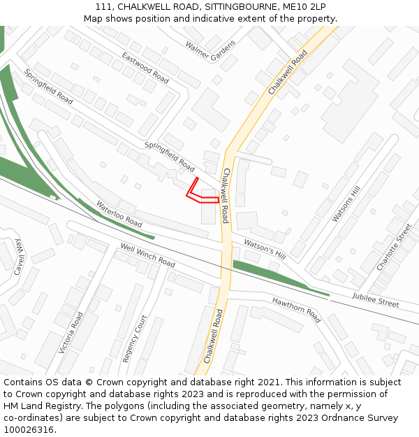 111, CHALKWELL ROAD, SITTINGBOURNE, ME10 2LP: Location map and indicative extent of plot