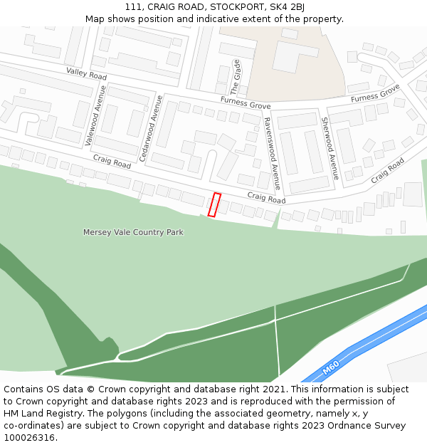 111, CRAIG ROAD, STOCKPORT, SK4 2BJ: Location map and indicative extent of plot