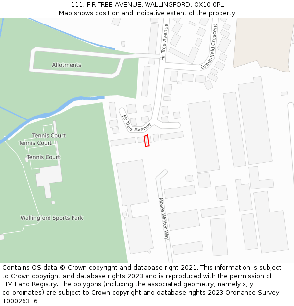 111, FIR TREE AVENUE, WALLINGFORD, OX10 0PL: Location map and indicative extent of plot