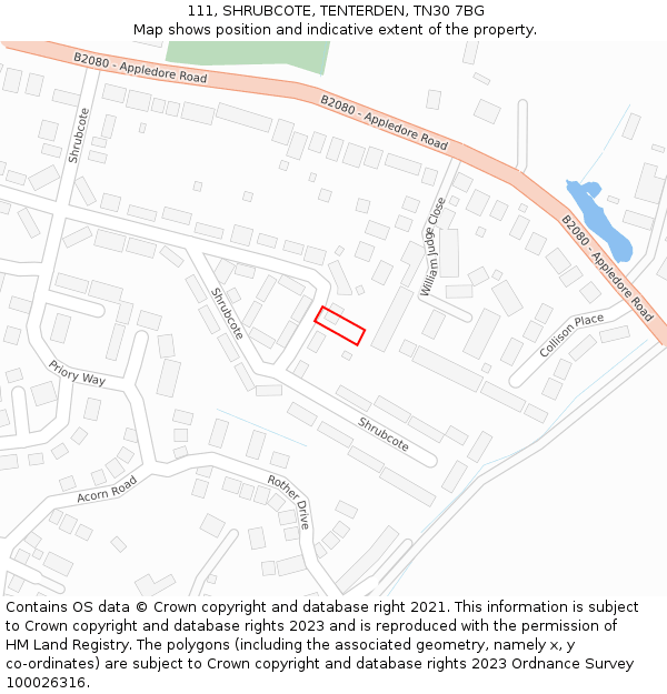 111, SHRUBCOTE, TENTERDEN, TN30 7BG: Location map and indicative extent of plot