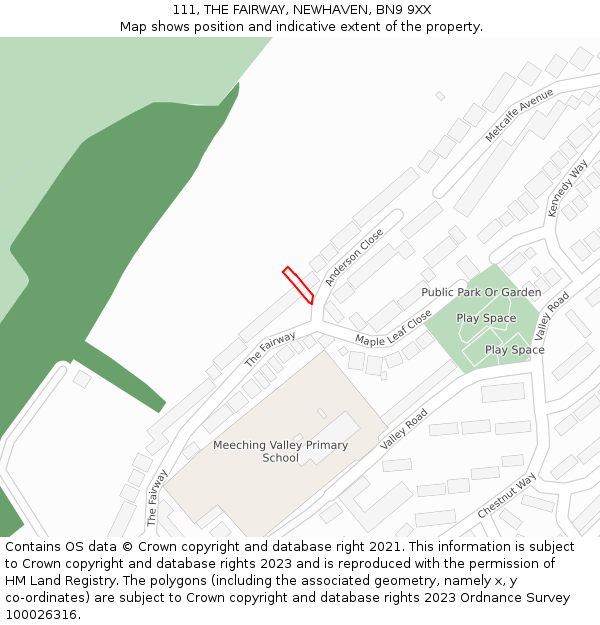 111, THE FAIRWAY, NEWHAVEN, BN9 9XX: Location map and indicative extent of plot