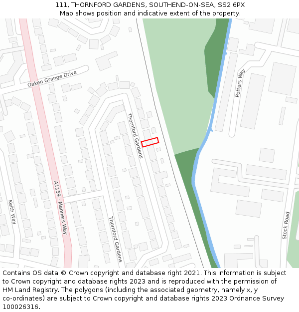 111, THORNFORD GARDENS, SOUTHEND-ON-SEA, SS2 6PX: Location map and indicative extent of plot