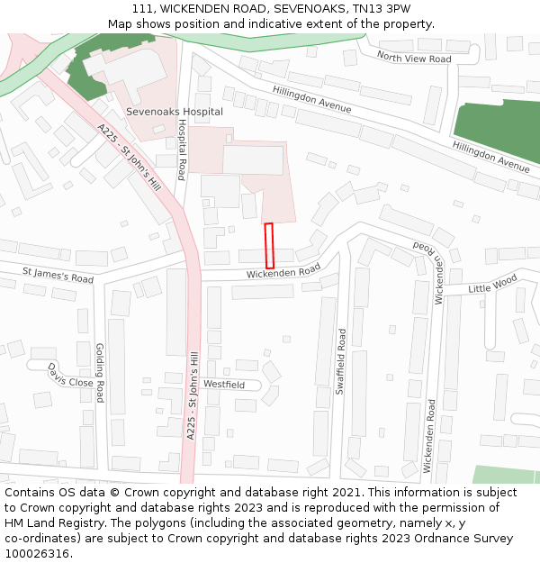 111, WICKENDEN ROAD, SEVENOAKS, TN13 3PW: Location map and indicative extent of plot