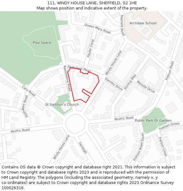 111, WINDY HOUSE LANE, SHEFFIELD, S2 1HE: Location map and indicative extent of plot