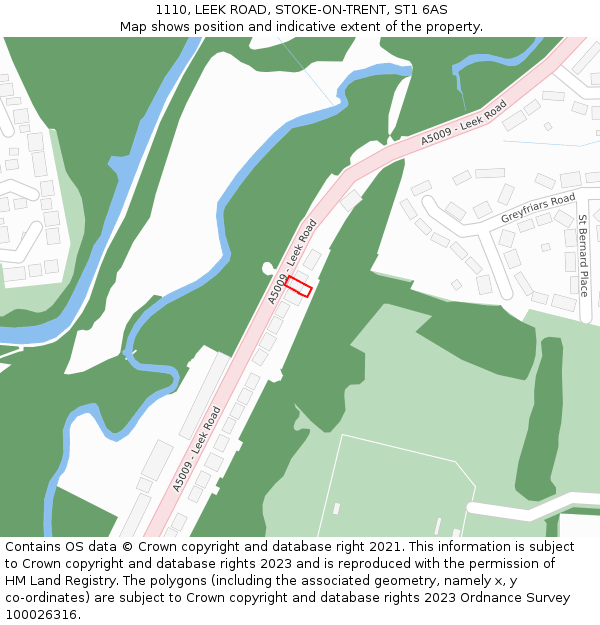 1110, LEEK ROAD, STOKE-ON-TRENT, ST1 6AS: Location map and indicative extent of plot