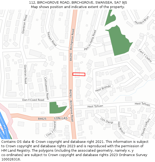 112, BIRCHGROVE ROAD, BIRCHGROVE, SWANSEA, SA7 9JS: Location map and indicative extent of plot