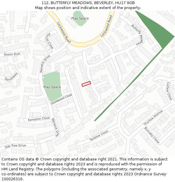 112, BUTTERFLY MEADOWS, BEVERLEY, HU17 9GB: Location map and indicative extent of plot