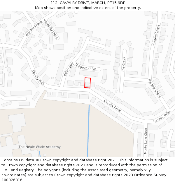 112, CAVALRY DRIVE, MARCH, PE15 9DP: Location map and indicative extent of plot