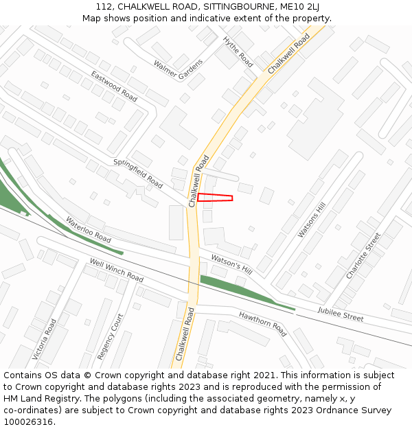 112, CHALKWELL ROAD, SITTINGBOURNE, ME10 2LJ: Location map and indicative extent of plot