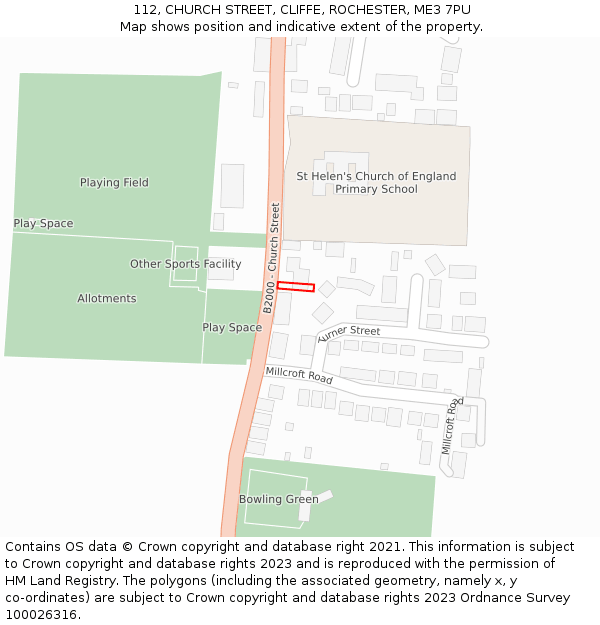 112, CHURCH STREET, CLIFFE, ROCHESTER, ME3 7PU: Location map and indicative extent of plot