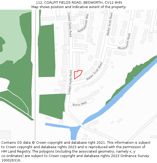 112, COALPIT FIELDS ROAD, BEDWORTH, CV12 9HN: Location map and indicative extent of plot