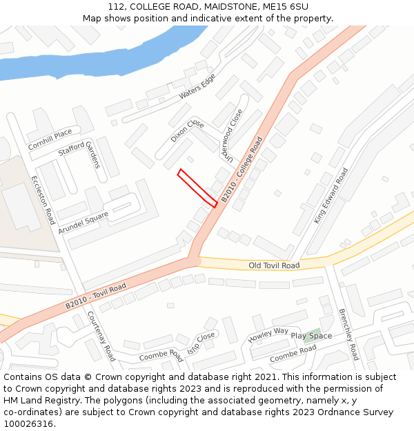 112, COLLEGE ROAD, MAIDSTONE, ME15 6SU: Location map and indicative extent of plot