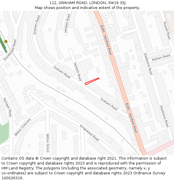 112, GRAHAM ROAD, LONDON, SW19 3SJ: Location map and indicative extent of plot