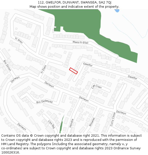 112, GWELFOR, DUNVANT, SWANSEA, SA2 7QJ: Location map and indicative extent of plot