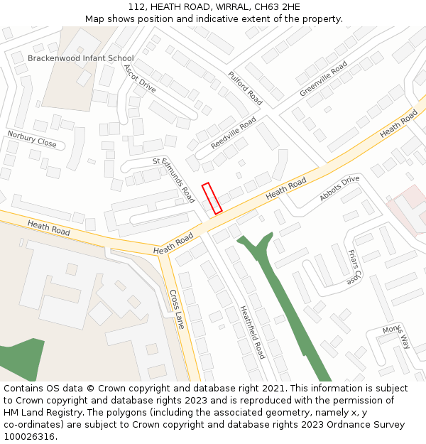 112, HEATH ROAD, WIRRAL, CH63 2HE: Location map and indicative extent of plot