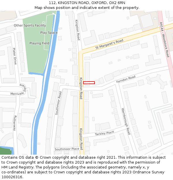 112, KINGSTON ROAD, OXFORD, OX2 6RN: Location map and indicative extent of plot