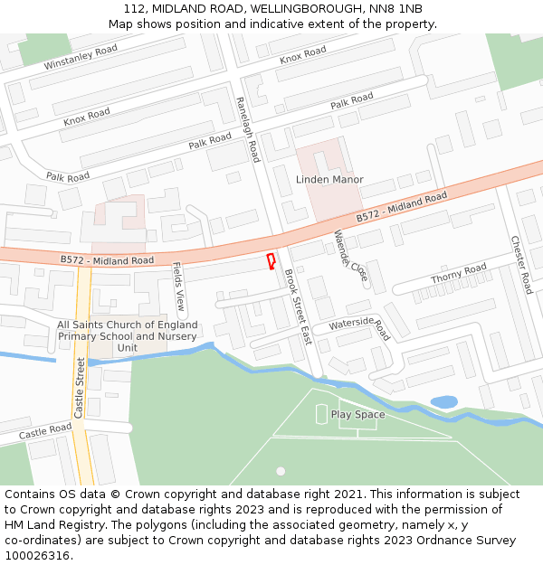 112, MIDLAND ROAD, WELLINGBOROUGH, NN8 1NB: Location map and indicative extent of plot