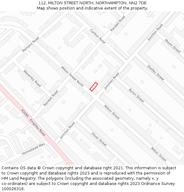 112, MILTON STREET NORTH, NORTHAMPTON, NN2 7DE: Location map and indicative extent of plot