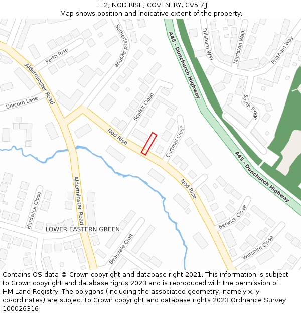 112, NOD RISE, COVENTRY, CV5 7JJ: Location map and indicative extent of plot
