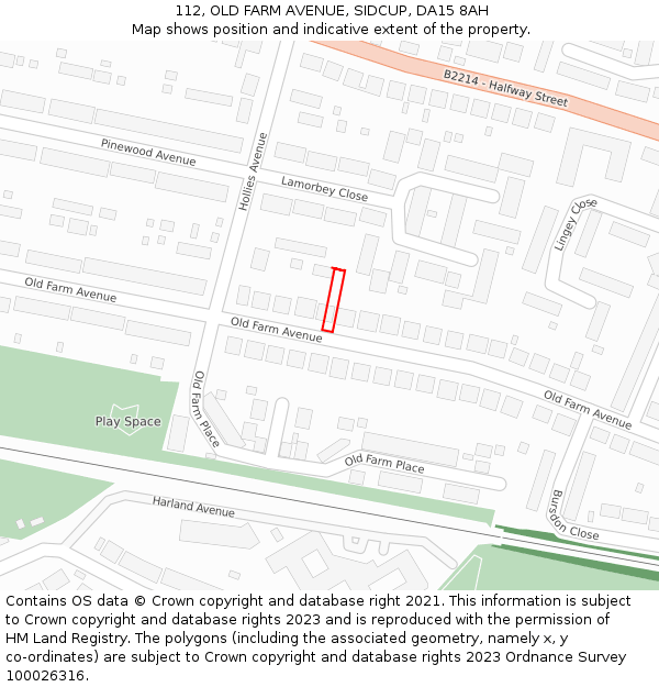 112, OLD FARM AVENUE, SIDCUP, DA15 8AH: Location map and indicative extent of plot