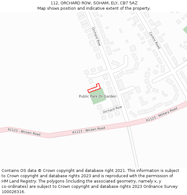 112, ORCHARD ROW, SOHAM, ELY, CB7 5AZ: Location map and indicative extent of plot