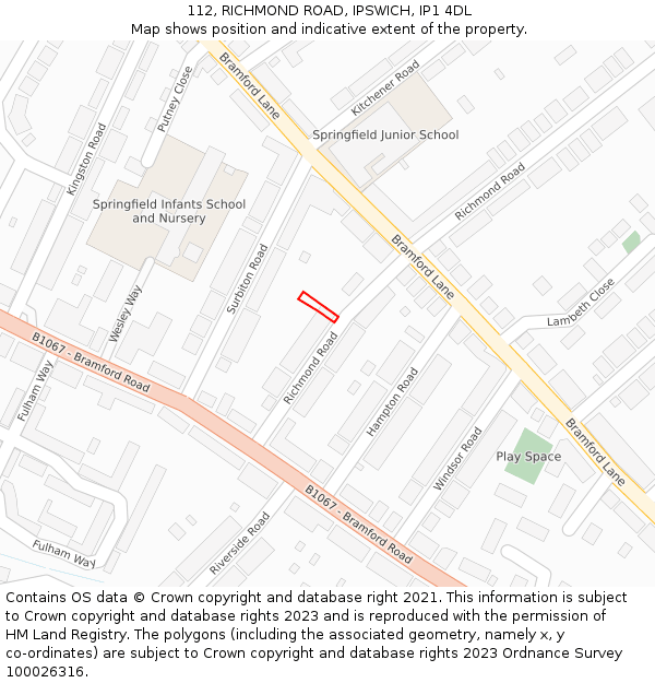 112, RICHMOND ROAD, IPSWICH, IP1 4DL: Location map and indicative extent of plot