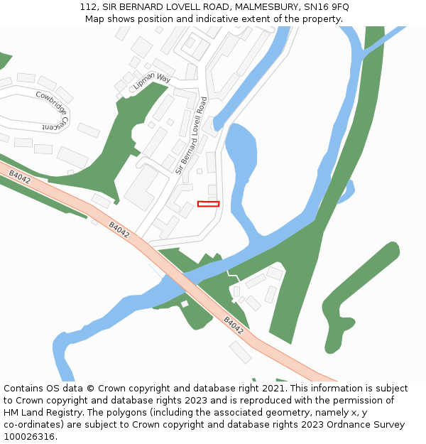 112, SIR BERNARD LOVELL ROAD, MALMESBURY, SN16 9FQ: Location map and indicative extent of plot