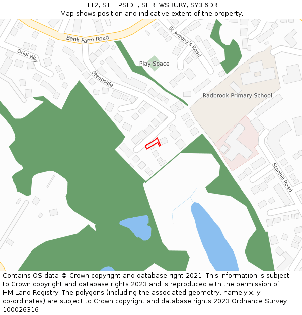 112, STEEPSIDE, SHREWSBURY, SY3 6DR: Location map and indicative extent of plot