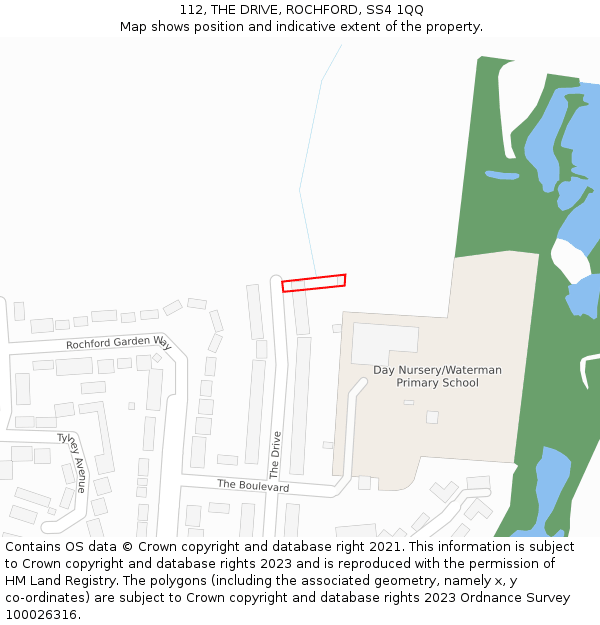 112, THE DRIVE, ROCHFORD, SS4 1QQ: Location map and indicative extent of plot