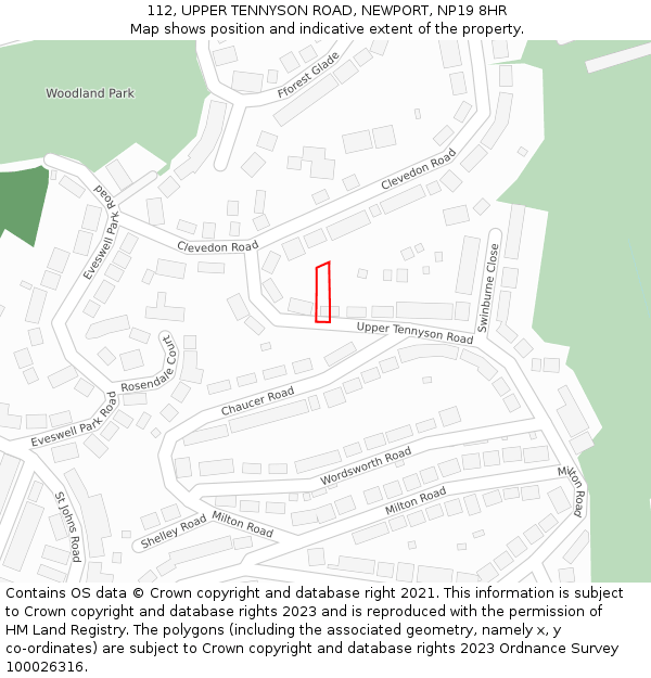 112, UPPER TENNYSON ROAD, NEWPORT, NP19 8HR: Location map and indicative extent of plot