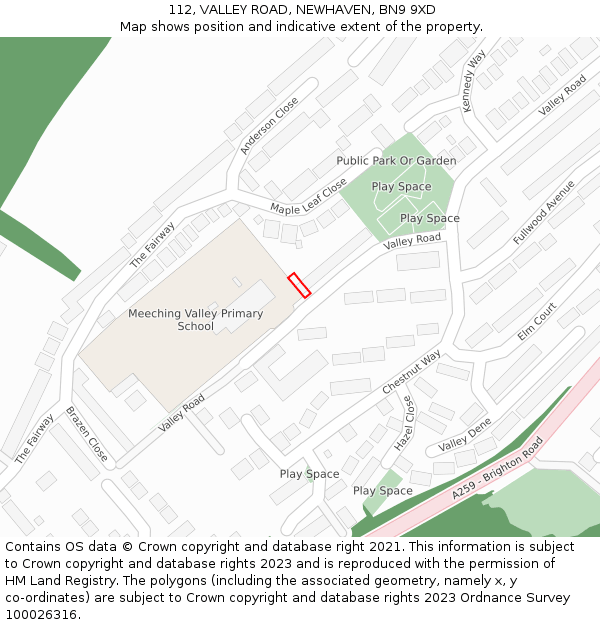 112, VALLEY ROAD, NEWHAVEN, BN9 9XD: Location map and indicative extent of plot