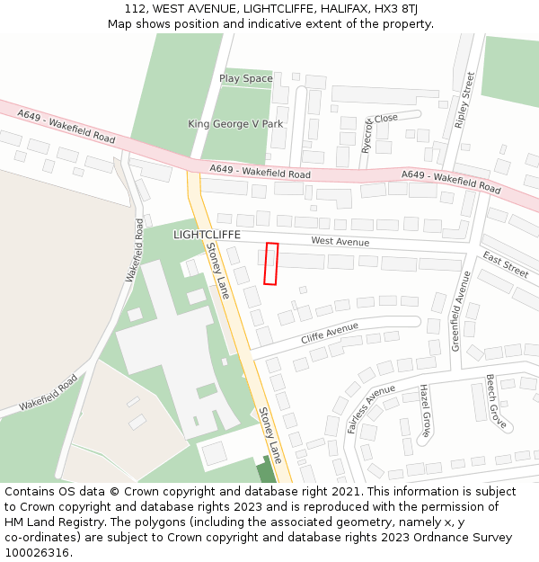 112, WEST AVENUE, LIGHTCLIFFE, HALIFAX, HX3 8TJ: Location map and indicative extent of plot