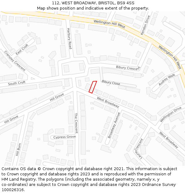 112, WEST BROADWAY, BRISTOL, BS9 4SS: Location map and indicative extent of plot