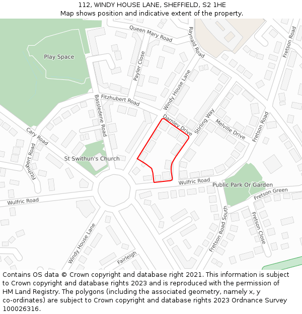 112, WINDY HOUSE LANE, SHEFFIELD, S2 1HE: Location map and indicative extent of plot