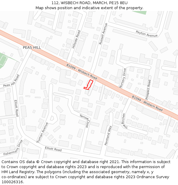 112, WISBECH ROAD, MARCH, PE15 8EU: Location map and indicative extent of plot