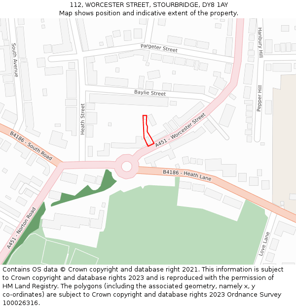 112, WORCESTER STREET, STOURBRIDGE, DY8 1AY: Location map and indicative extent of plot