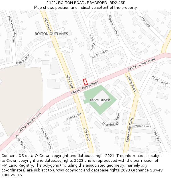 1121, BOLTON ROAD, BRADFORD, BD2 4SP: Location map and indicative extent of plot