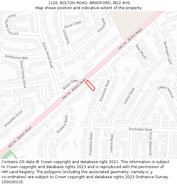 1126, BOLTON ROAD, BRADFORD, BD2 4HS: Location map and indicative extent of plot