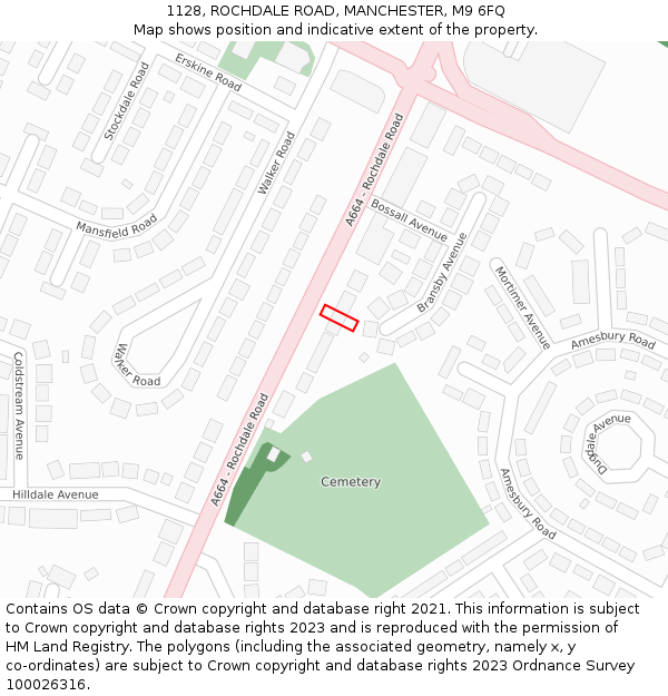 1128, ROCHDALE ROAD, MANCHESTER, M9 6FQ: Location map and indicative extent of plot