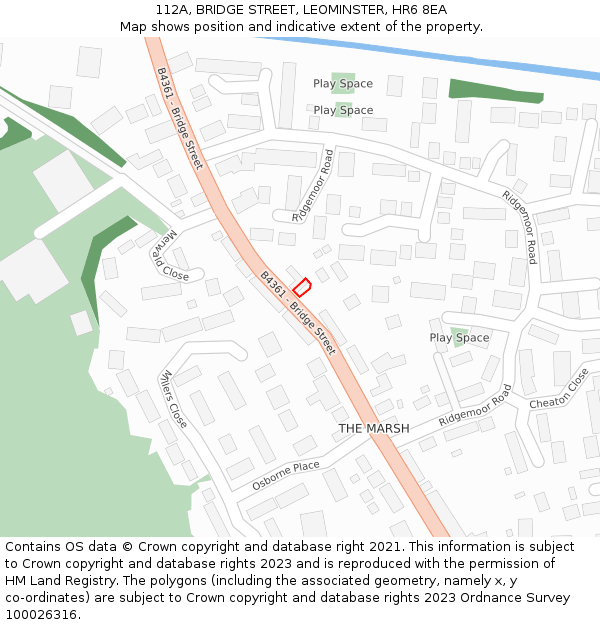 112A, BRIDGE STREET, LEOMINSTER, HR6 8EA: Location map and indicative extent of plot