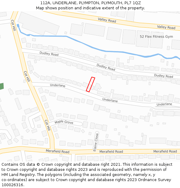 112A, UNDERLANE, PLYMPTON, PLYMOUTH, PL7 1QZ: Location map and indicative extent of plot