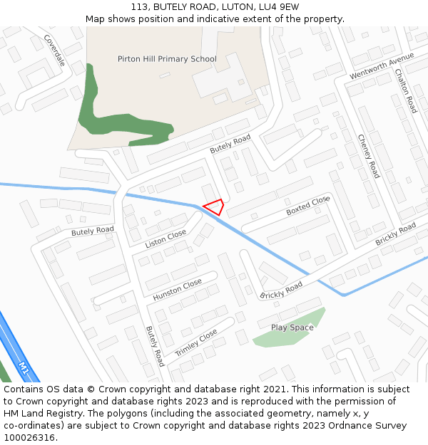 113, BUTELY ROAD, LUTON, LU4 9EW: Location map and indicative extent of plot