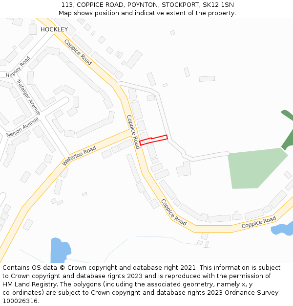 113, COPPICE ROAD, POYNTON, STOCKPORT, SK12 1SN: Location map and indicative extent of plot