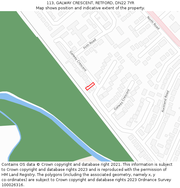 113, GALWAY CRESCENT, RETFORD, DN22 7YR: Location map and indicative extent of plot